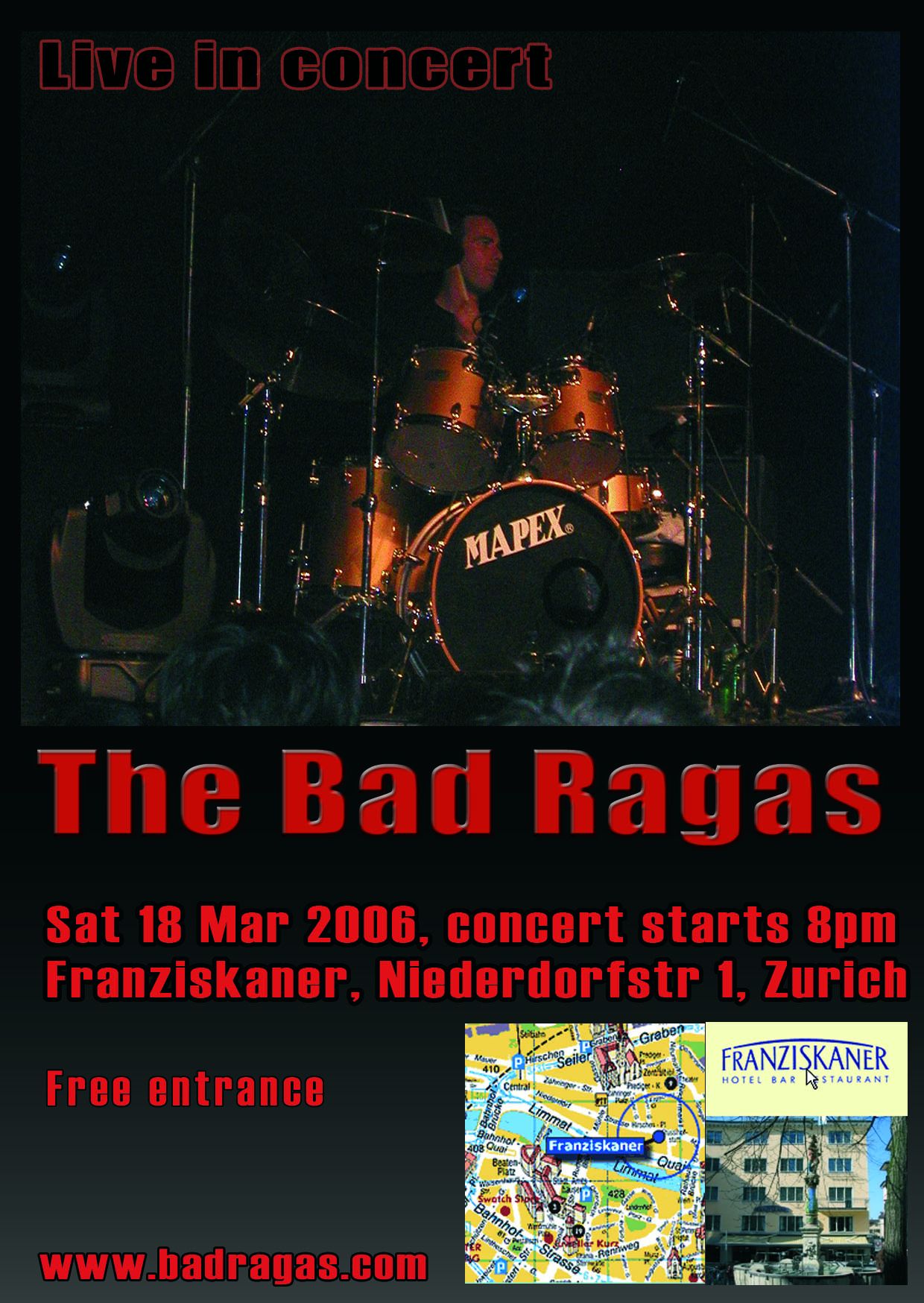 The Bad Ragas flyer for Franziskaner