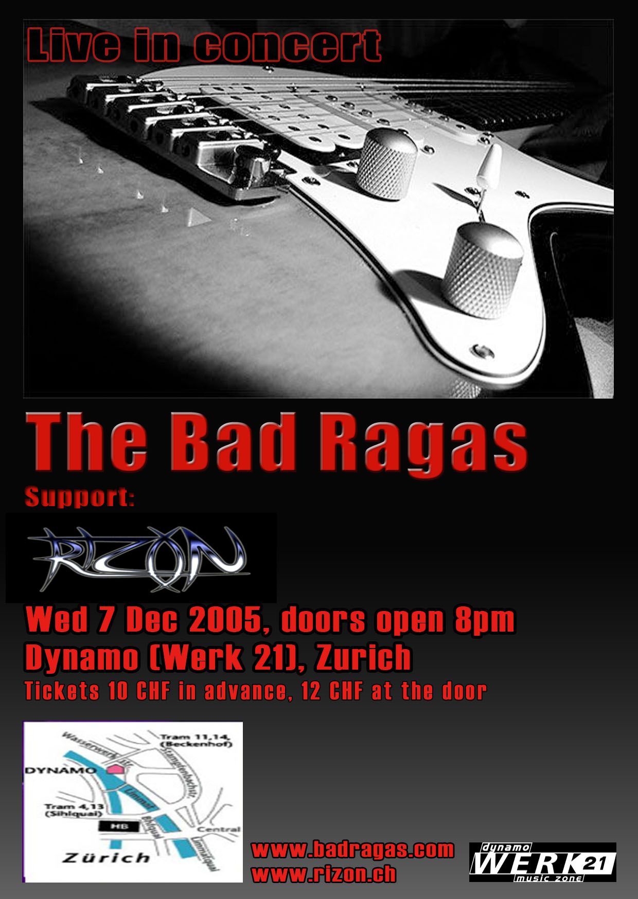 The Bad Ragas flyer for Rizon Dynamo