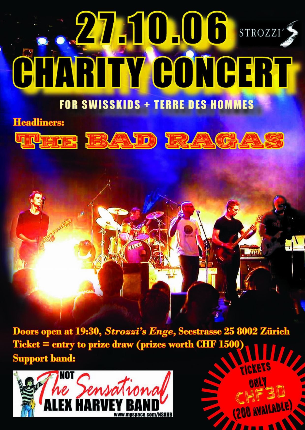 The Bad Ragas flyer for Strozzis