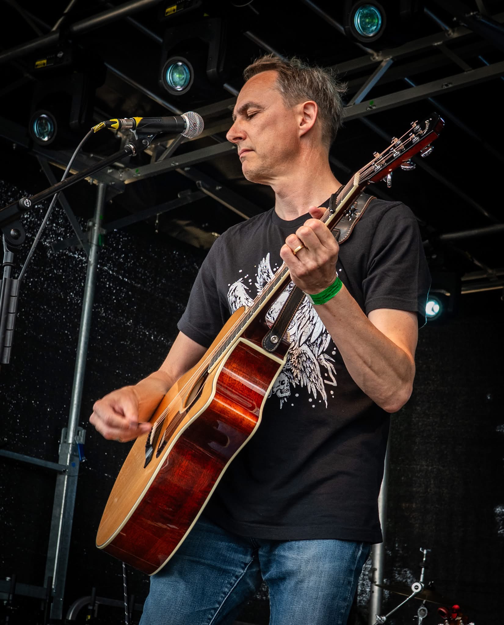 Guitarist performing close-up at Woo Fest 2025