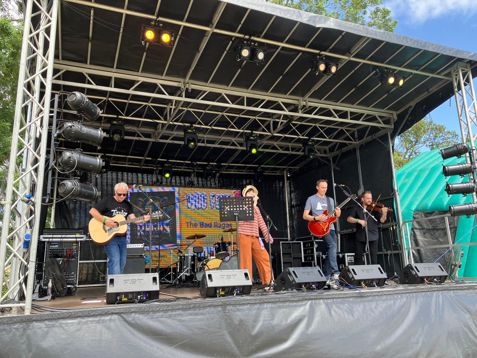 Wide view of The Bad Ragas on the Woo Fest 2026 stage